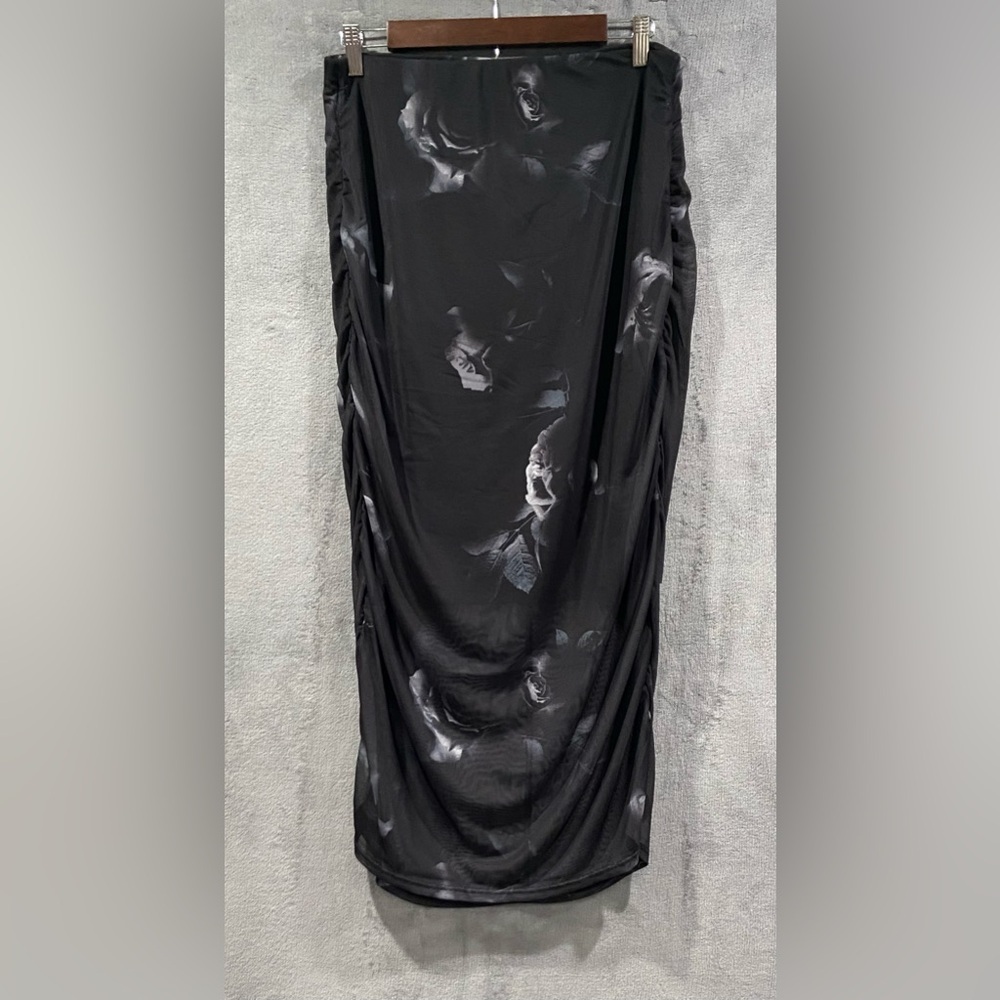 Rebecca Minkoff Sheer Floral Black Midi Skirt Women’s Size Medium NWOT